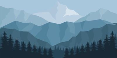 mountains landscape in flat design style vector