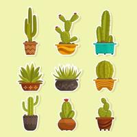 hermosa colección de pegatinas de cactus y suculentas vector