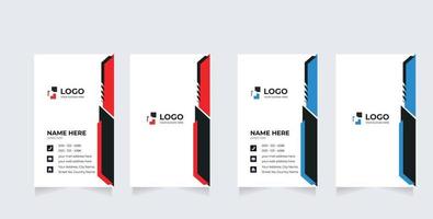 plantilla de impresión de tarjeta de visita vertical. tarjeta de visita personal con el logo de la empresa. colores negros diseño plano limpio vector