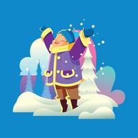 Happy Kid Playing in The Snow vector