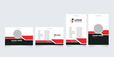 Corporate ID Card Design Template. Modern Horizontal and Clean Red Identity Cards