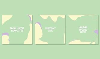 green and cream color social media set template for ads, publishing, product, social media post, and many more vector