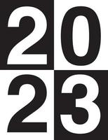 conjunto de diseño de texto del logotipo de feliz año nuevo 2023. Plantilla de diseño de número 2023. colección de 2023 símbolos de feliz año nuevo. ilustración vectorial con etiquetas negras aisladas sobre fondo blanco. vector