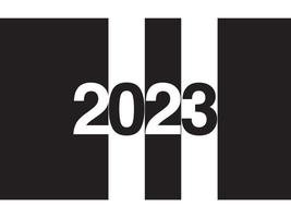 Set of 2023 Happy New Year logo text design. 2023 number design template. Collection of 2023 Happy New Year symbols. Vector illustration with black labels isolated on white background.