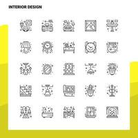 Set of Interior Design Line Icon set 25 Icons Vector Minimalism Style Design Black Icons Set Linear pictogram pack