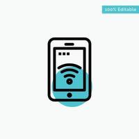 Mobile Sign Service Wifi turquoise highlight circle point Vector icon