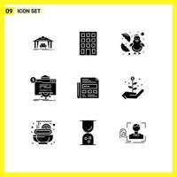 Group of 9 Solid Glyphs Signs and Symbols for ad website chicken technology progress Editable Vector Design Elements