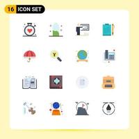 Set of 16 Modern UI Icons Symbols Signs for file business power document business Editable Pack of Creative Vector Design Elements