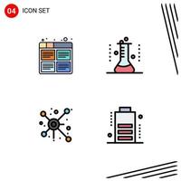 Set of 4 Commercial Filledline Flat Colors pack for board test tube process erlenmeyer flask network Editable Vector Design Elements