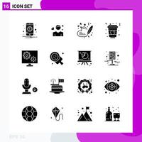 Solid Icon set Pack of 16 Glyph Icons isolated on White Background for Web Print and Mobile vector