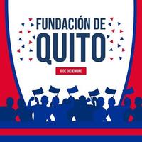 fundación de quito. guirnalda con la bandera de quito vector