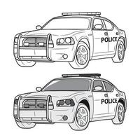 police car sketch. City patrol transport on the white background. vector