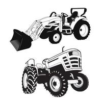 Tractor sketch on white background. Green tractor vector illustration. Agricultural tractor, transport for farm.