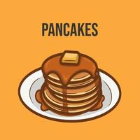 pancakes with syrup and butter on a plate vector