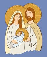 Christmas nativity scene, Merry Christmas, Baby Jesus in arms of Mary vector