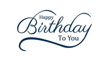 Happy Birthday lettering text greeting card with dark blue color on white background. vector illustration