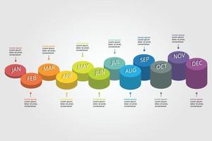 process chart template for infographic for presentation for 12 months vector