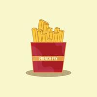 Vector potato fry, french fries on paper box