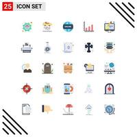 25 Universal Flat Color Signs Symbols of edit graph business chart analysis Editable Vector Design Elements