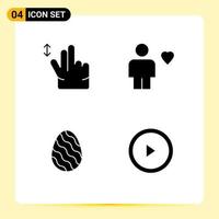 User Interface Pack of 4 Basic Solid Glyphs of gesture easter avatar heart spring Editable Vector Design Elements