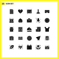 Group of 25 Solid Glyphs Signs and Symbols for mark authority disc approval song Editable Vector Design Elements