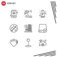 Set of 9 Modern UI Icons Symbols Signs for computers transportation charging rocket no Editable Vector Design Elements