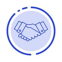 Agreement Deal Handshake Business Partner Blue Dotted Line Line Icon vector