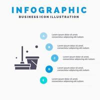 escoba limpieza limpieza barrido sólido icono infografía 5 pasos presentación antecedentes vector