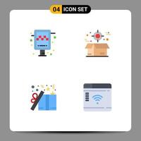 4 concepto de icono plano para sitios web móviles y aplicaciones tablero regalo taxi caja navidad elementos de diseño vectorial editables vector