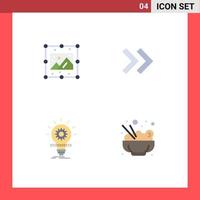 Modern Set of 4 Flat Icons Pictograph of creative idea image right light Editable Vector Design Elements