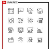 Universal Icon Symbols Group of 16 Modern Outlines of emergency website presentation seo scary Editable Vector Design Elements