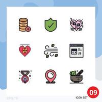 paquete de iconos vectoriales de stock de 9 signos y símbolos de línea para soplar corazón auriculares amor elementos de diseño vectorial editables románticos vector