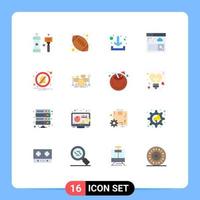 16 Universal Flat Color Signs Symbols of off alarm high school search browser Editable Pack of Creative Vector Design Elements