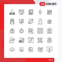 Mobile Interface Line Set of 25 Pictograms of money money document cryptocurrency ethereum Editable Vector Design Elements