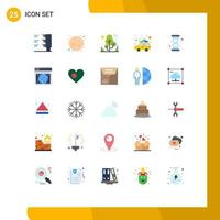 Modern Set of 25 Flat Colors and symbols such as seo watch camping hour bus Editable Vector Design Elements