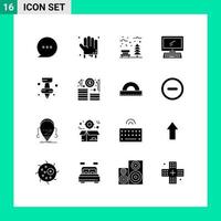 Set of 16 Modern UI Icons Symbols Signs for education imac leaves device computer Editable Vector Design Elements