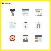 User Interface Pack of 9 Basic Flat Colors of bottle berry presentation study education Editable Vector Design Elements