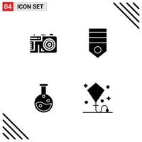 Universal Solid Glyph Signs Symbols of camera lab army rank happy Editable Vector Design Elements