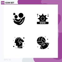 Set of 4 Modern UI Icons Symbols Signs for mother cloud day security human Editable Vector Design Elements