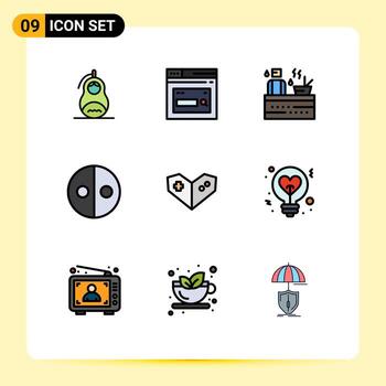 User Interface Pack of 9 Basic Filledline Flat Colors of symbols sign website equality spa Editable Vector Design Elements