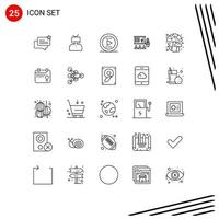 25 Universal Line Signs Symbols of people graph person business presentation Editable Vector Design Elements