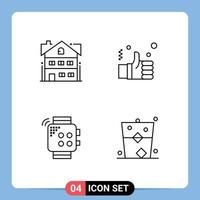 Modern Set of 4 Filledline Flat Colors Pictograph of house smart home hand touch Editable Vector Design Elements