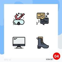 Universal Icon Symbols Group of 4 Modern Filledline Flat Colors of beach monitor underwater communication imac Editable Vector Design Elements