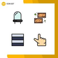 4 Thematic Vector Filledline Flat Colors and Editable Symbols of diode pinch gold saint 95 Editable Vector Design Elements