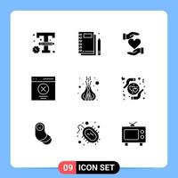 Set of 9 Modern UI Icons Symbols Signs for message error writing communication favorite Editable Vector Design Elements