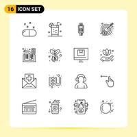 16 Universal Outlines Set for Web and Mobile Applications accounting profit business money credit card machine Editable Vector Design Elements