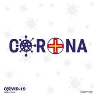 guernsey coronavirus tipografía covid19 bandera del país quédese en casa manténgase saludable cuide su propia salud vector