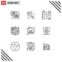 User Interface Pack of 9 Basic Outlines of web design development kitchen design pencil Editable Vector Design Elements