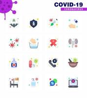 Corona virus 2019 and 2020 epidemic 16 Flat Color icon pack such as soap cleaning virus hand spray vaccine viral coronavirus 2019nov disease Vector Design Elements