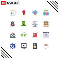 16 User Interface Flat Color Pack of modern Signs and Symbols of easter tag business team communication Editable Pack of Creative Vector Design Elements